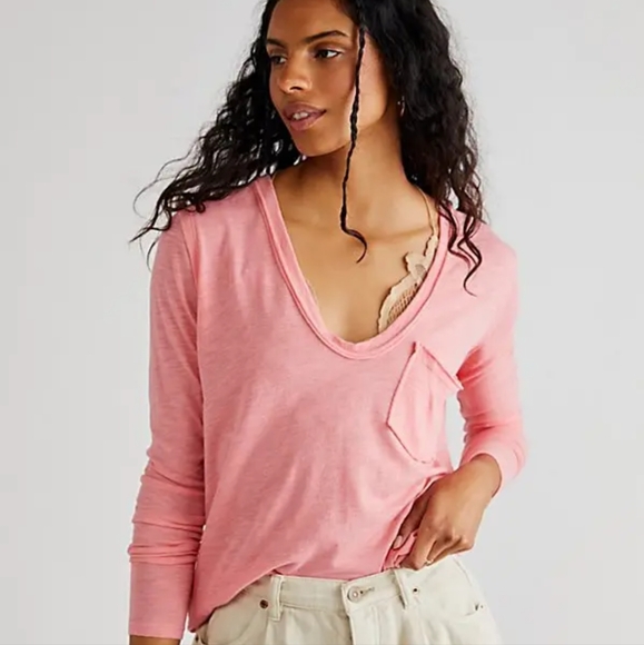 Free people Betty long sleeve shirt in candy pink - Picture 1 of 3